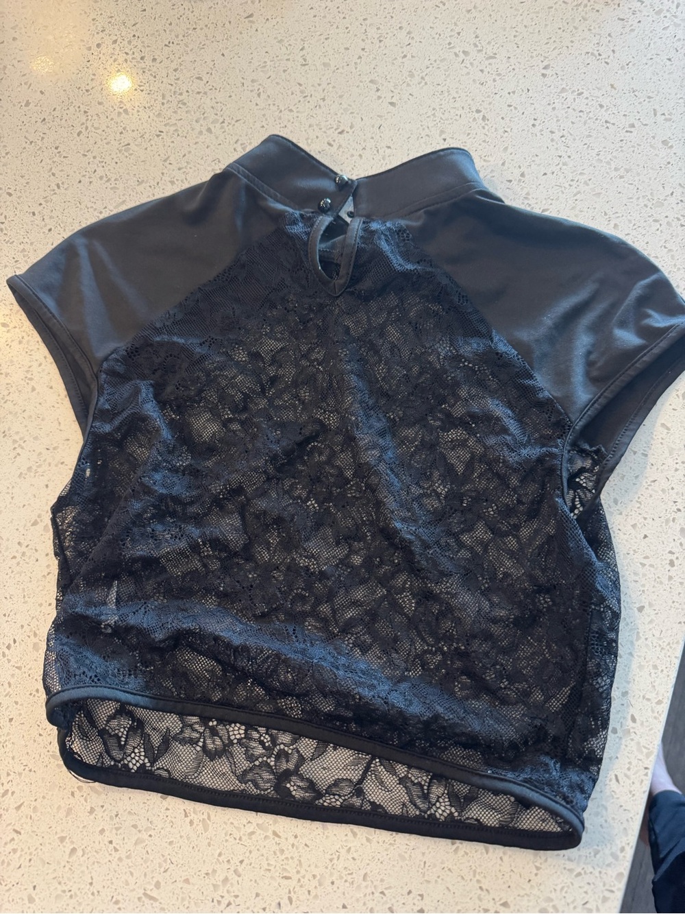 Fashion Nova Black Lace Mock Neck Crop Top